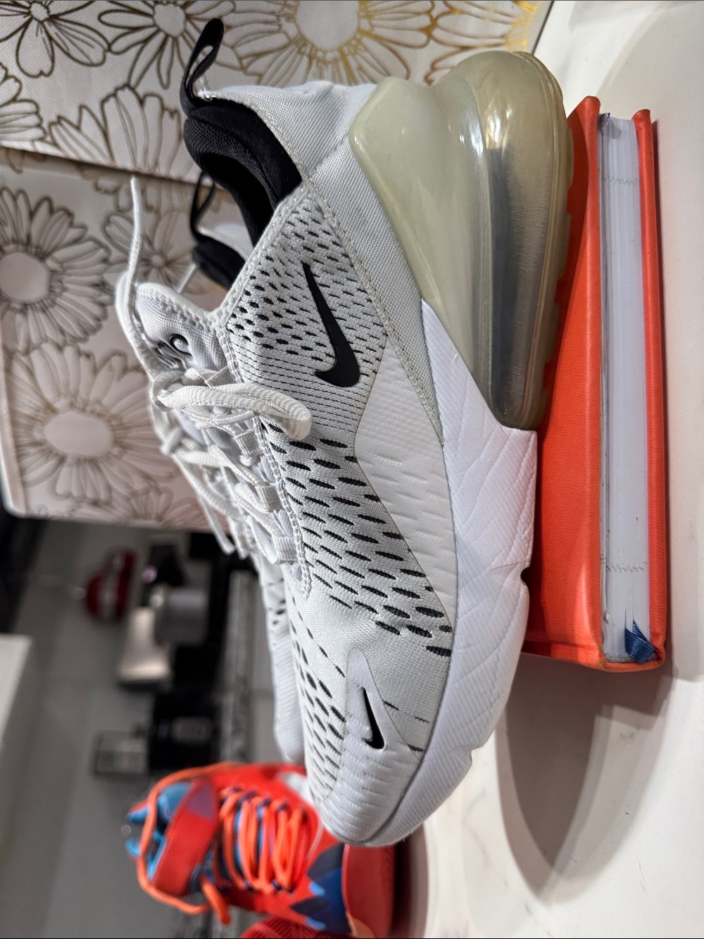 Nike Air Max 270 White and Black Air Max Slip-On Trainer AH 6789-100